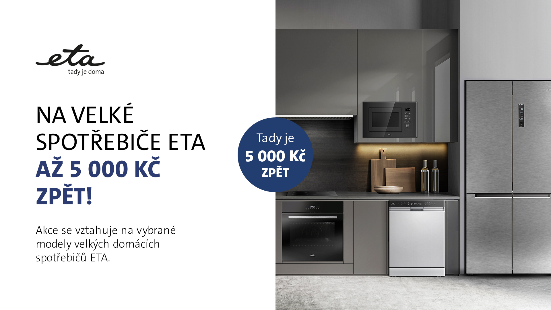 Na velké spotřebiče ETA až 5 000 Kč zpět