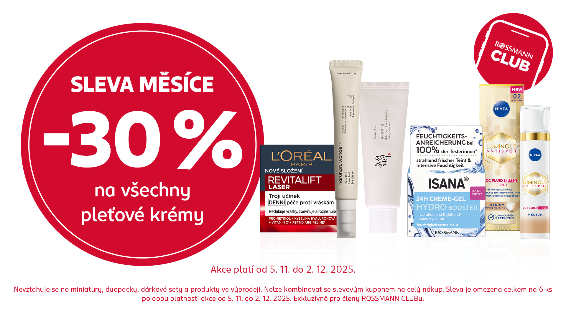 -30 % na všechny pleťové krémy