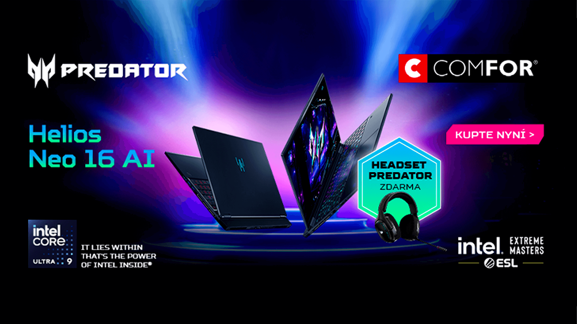 Herní sluchátka v hodnotě 2 999 Kč ZDARMA k notebookům Acer