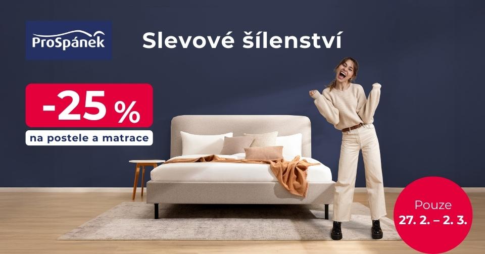  -25 % na postele a matrace