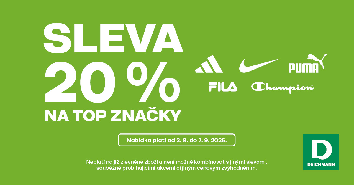 SLEVA 20 % NA TOP ZNAČKY